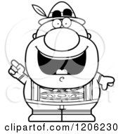 Cartoon Of A Black And White Happy Short Oktoberfest German Man With An Idea Royalty Free Vector Clipart