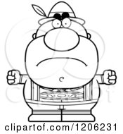 Cartoon Of A Black And White Mad Short Oktoberfest German Man Royalty Free Vector Clipart