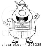 Poster, Art Print Of Black And White Happy Chubby Oktoberfest German Man With An Idea