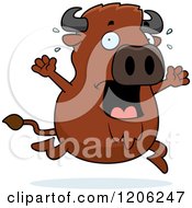 Cartoon Of A Scared Chubby Buffalo Royalty Free Vector Clipart