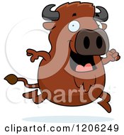 Cartoon Of A Running Chubby Buffalo Royalty Free Vector Clipart