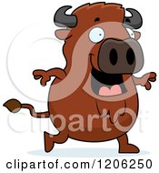 Cartoon Of A Chubby Buffalo Walking Royalty Free Vector Clipart