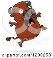 Cartoon Of A Chubby Buffalo Jumping Royalty Free Vector Clipart