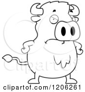 Poster, Art Print Of Black And White Mad Chubby Buffalo
