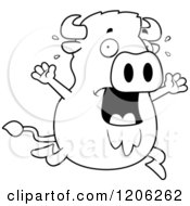 Cartoon Of A Black And White Scared Chubby Buffalo Royalty Free Vector Clipart