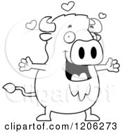 Cartoon Of A Black And White Chubby Buffalo Wanting A Hug Royalty Free Vector Clipart by Cory Thoman