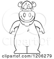 Cartoon Of A Black And White Happy Standing Buffalo Royalty Free Vector Clipart by Cory Thoman