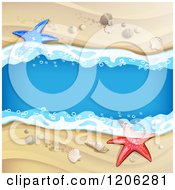 Poster, Art Print Of Beach Stream Flowing Through Sand Shells And Starfish