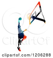 Poster, Art Print Of High Contrast Basketball Player Slam Dunking