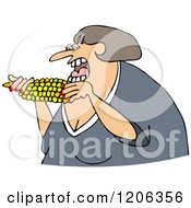 Poster, Art Print Of Caucasian Woman Eating Corn