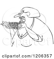 Poster, Art Print Of Outlined Woman Eating Corn