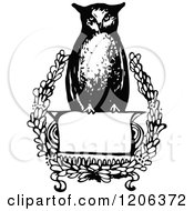 Poster, Art Print Of Vintage Black And White Wise Owl Sign