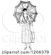 Poster, Art Print Of Vintage Black And White Lady With An Umbrella