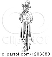 Clipart Of A Vintage Black And White Uncle Sam Royalty Free Vector Illustration