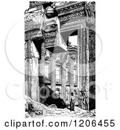 Clipart Of A Vintage Black And White Man At The Ruins Of Baalbeck Royalty Free Vector Illustration by Prawny Vintage