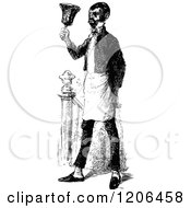 Poster, Art Print Of Vintage Black And White Servant Ringing A Bell