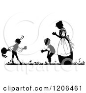 Poster, Art Print Of Vintage Black And White Silhouetted Mother And Boys