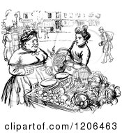 Poster, Art Print Of Vintage Black And White Food Vendor And Customer