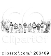 Clipart Of Vintage Black And White The Royal Show On Stage Royalty Free Vector Illustration