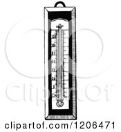 Clipart Of A Vintage Black And White Wall Thermometer Royalty Free Vector Illustration