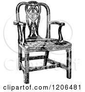 Clipart Of Vintage Black And White Washingtons Inauguration Chair Royalty Free Vector Illustration