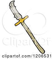 Cartoon Of A Long Handled Knife Royalty Free Vector Illustration