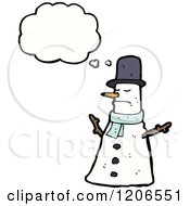 Cartoon Of A Thinking Snowman Royalty Free Vector Illustration