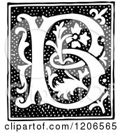 Clipart Of A Vintage Black And White Monogram B Letter Royalty Free Vector Illustration