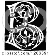 Clipart Of A Vintage Black And White Monogram Letter B Royalty Free Vector Illustration