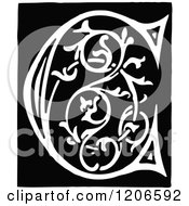 Clipart Of A Vintage Black And White Monogram Letter C Royalty Free Vector Illustration