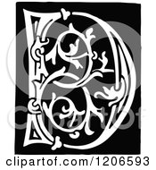 Clipart Of A Vintage Black And White Monogram Letter D Royalty Free Vector Illustration