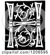 Clipart Of A Vintage Black And White Monogram Letter H Royalty Free Vector Illustration