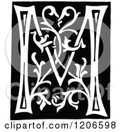 Poster, Art Print Of Vintage Black And White Monogram Letter M