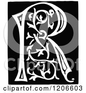 Clipart Of A Vintage Black And White Monogram Letter R Royalty Free Vector Illustration