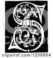 Clipart Of A Vintage Black And White Monogram Letter S Royalty Free Vector Illustration