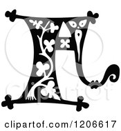 Clipart Of A Vintage Black And White Monogram F Letter Royalty Free Vector Illustration