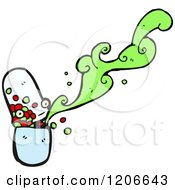 Cartoon Of A Fuming Pill Capsule Royalty Free Vector Illustration