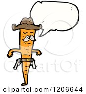 Cartoon Of A Carrot Cowboy Speaking Royalty Free Vector Illustration
