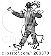 Clipart Of A Vintage Black And White Couple Dancing Royalty Free Vector Illustration