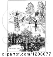 Poster, Art Print Of Vintage Black And White Couple Fishing On A Honeymoon