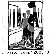Poster, Art Print Of Vintage Black And White Couple Strolling In A City