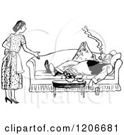 Poster, Art Print Of Vintage Black And White Lazy Husband And Nagging Wife