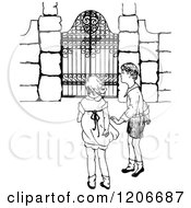 Poster, Art Print Of Vintage Black And White Boy And Girl At A Gate