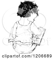 Poster, Art Print Of Vintage Black And White Child Reading