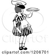 Clipart Of A Vintage Black And White Little Girl Baking Royalty Free Vector Illustration