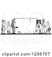Clipart Of Vintage Black And White Children Painting A Fence Royalty Free Vector Illustration