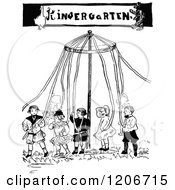 Poster, Art Print Of Vintage Black And White Kindergarten May Pole