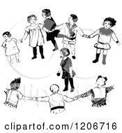 Clipart Of A Vintage Black And White Group Of Children Playing A Game Royalty Free Vector Illustration by Prawny Vintage