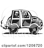 Poster, Art Print Of Person Looking Out Through A Car Window Black And White Woodcut