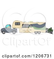 Poster, Art Print Of Man Driving A Pickup Truck And Hauling A Trailer And Atv